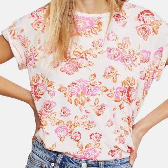 Free People Tops - ♡NWT♡ Free People Tourist Tee Floral Rose Shirt